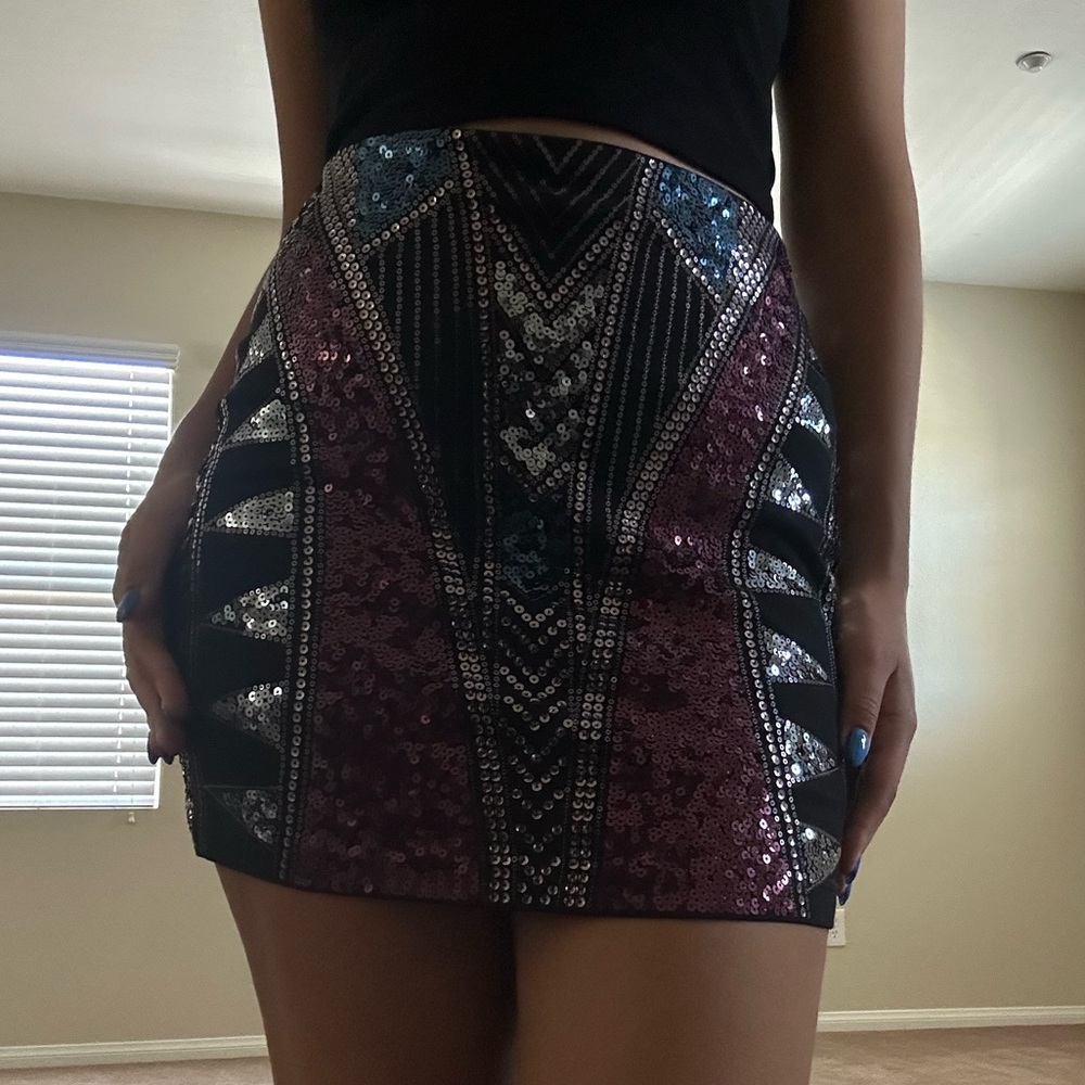Express sequin mini skirt